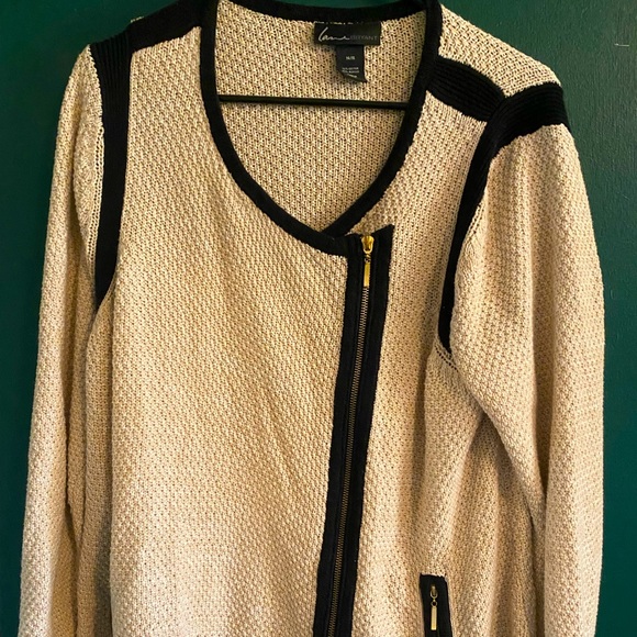 Lane Bryant Jackets & Blazers - Cream and Black knit moto sweater Lane Bryant